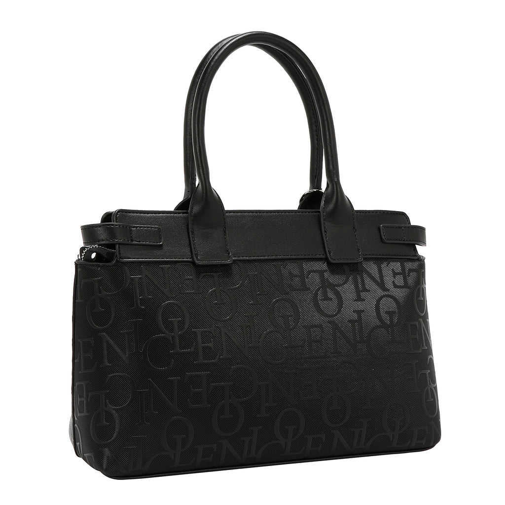 EMB17504 BLACK -BOLSO SATCHEL ELEGANCE EN RELIEVE