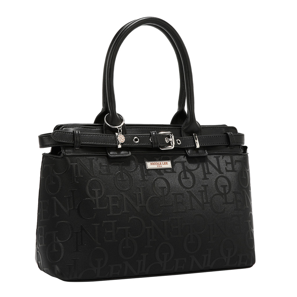 EMB17504 BLACK -BOLSO SATCHEL ELEGANCE EN RELIEVE