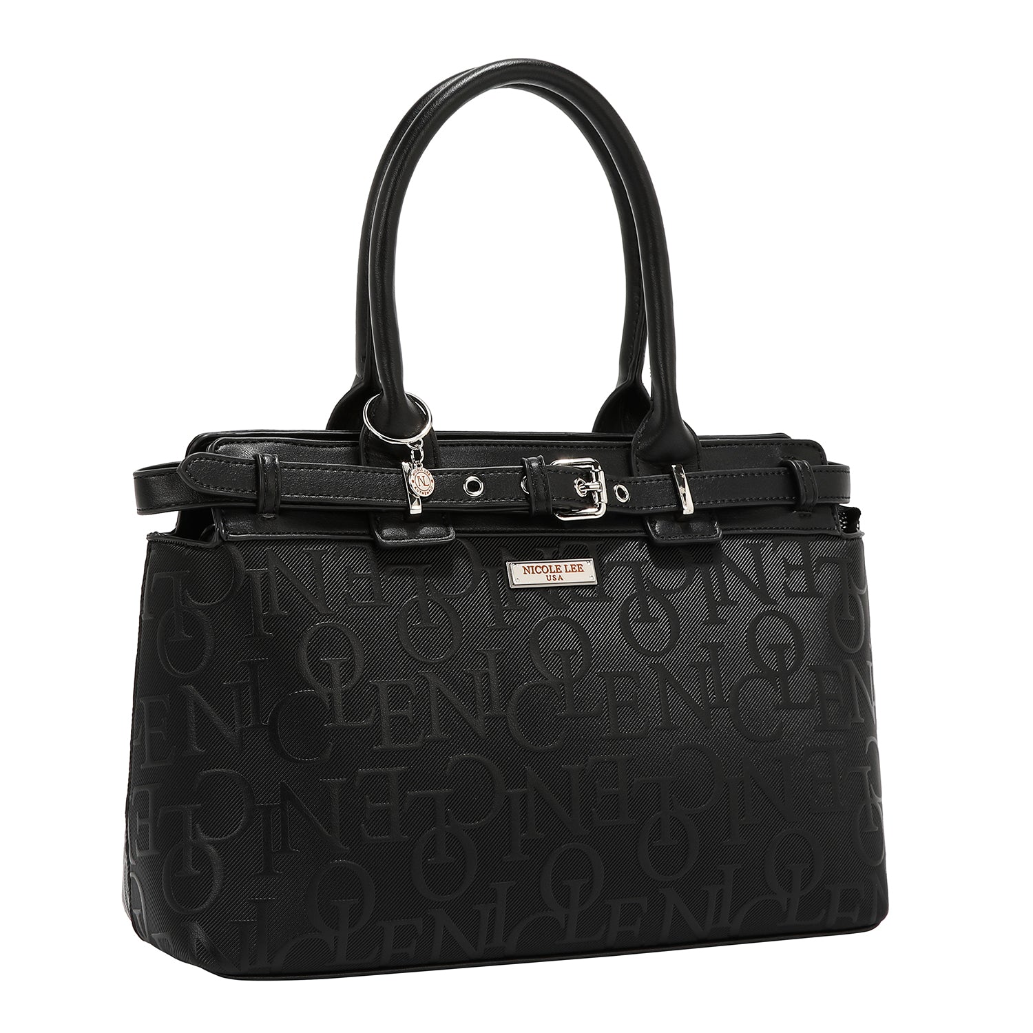 EMB17504 BLACK -BOLSO SATCHEL ELEGANCE EN RELIEVE