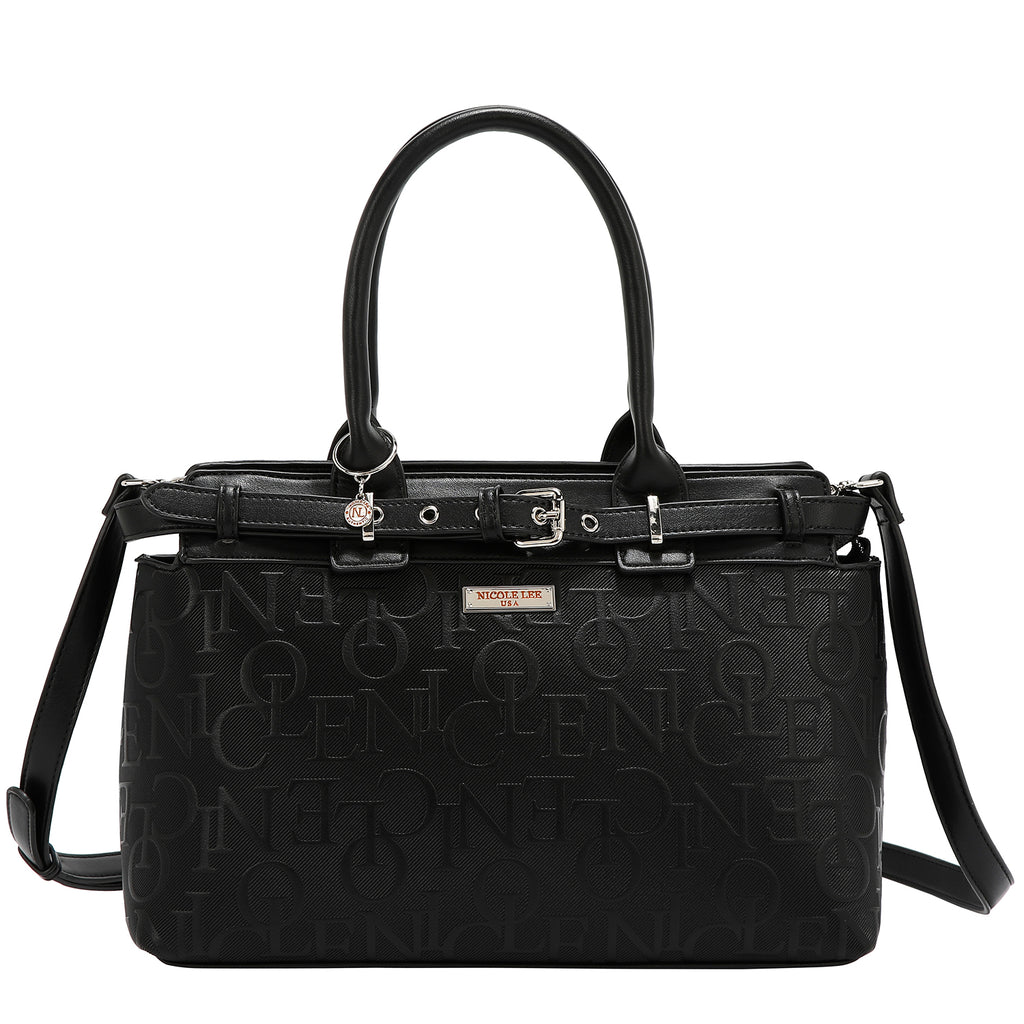 EMB17504 BLACK -BOLSO SATCHEL ELEGANCE EN RELIEVE