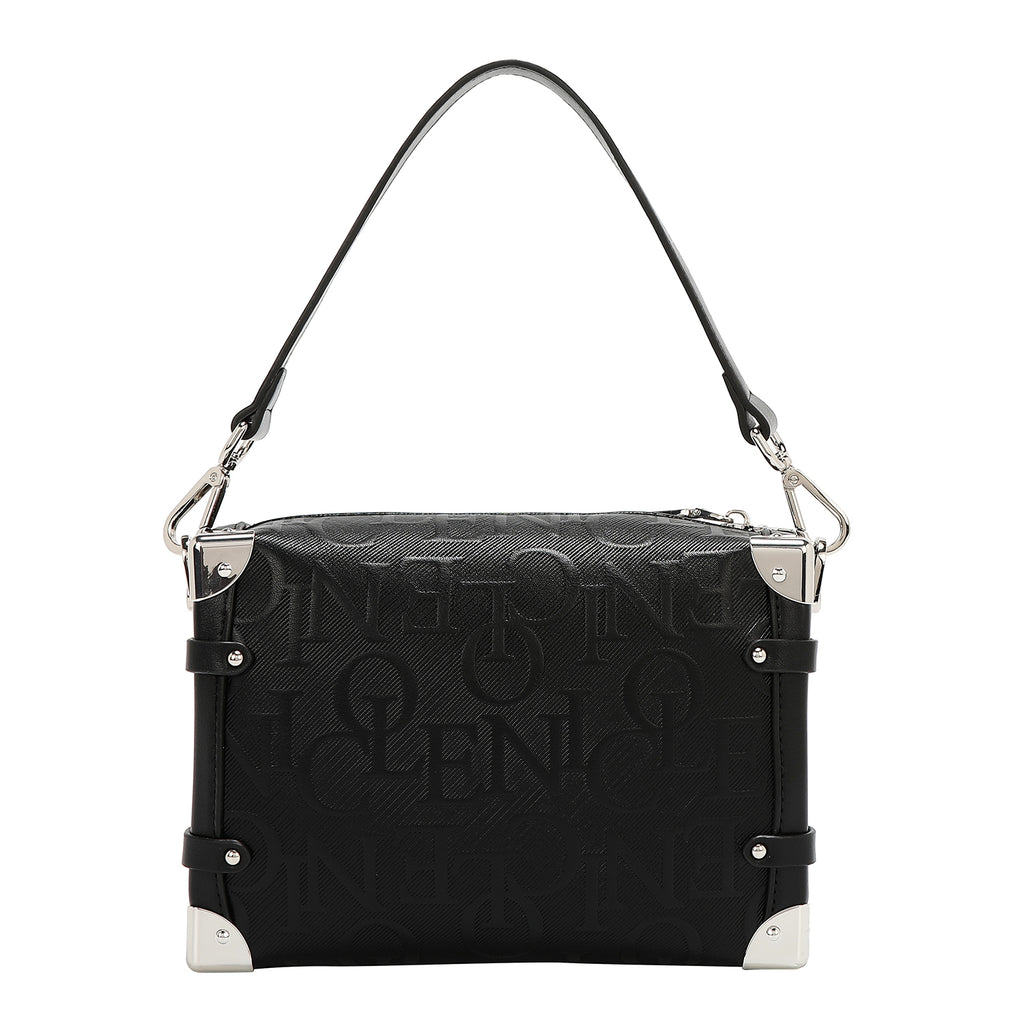 EMB17506 BLACK -BOLSO DE HOMBRO CUADRADO ELEGANCIA EN RELIEVE