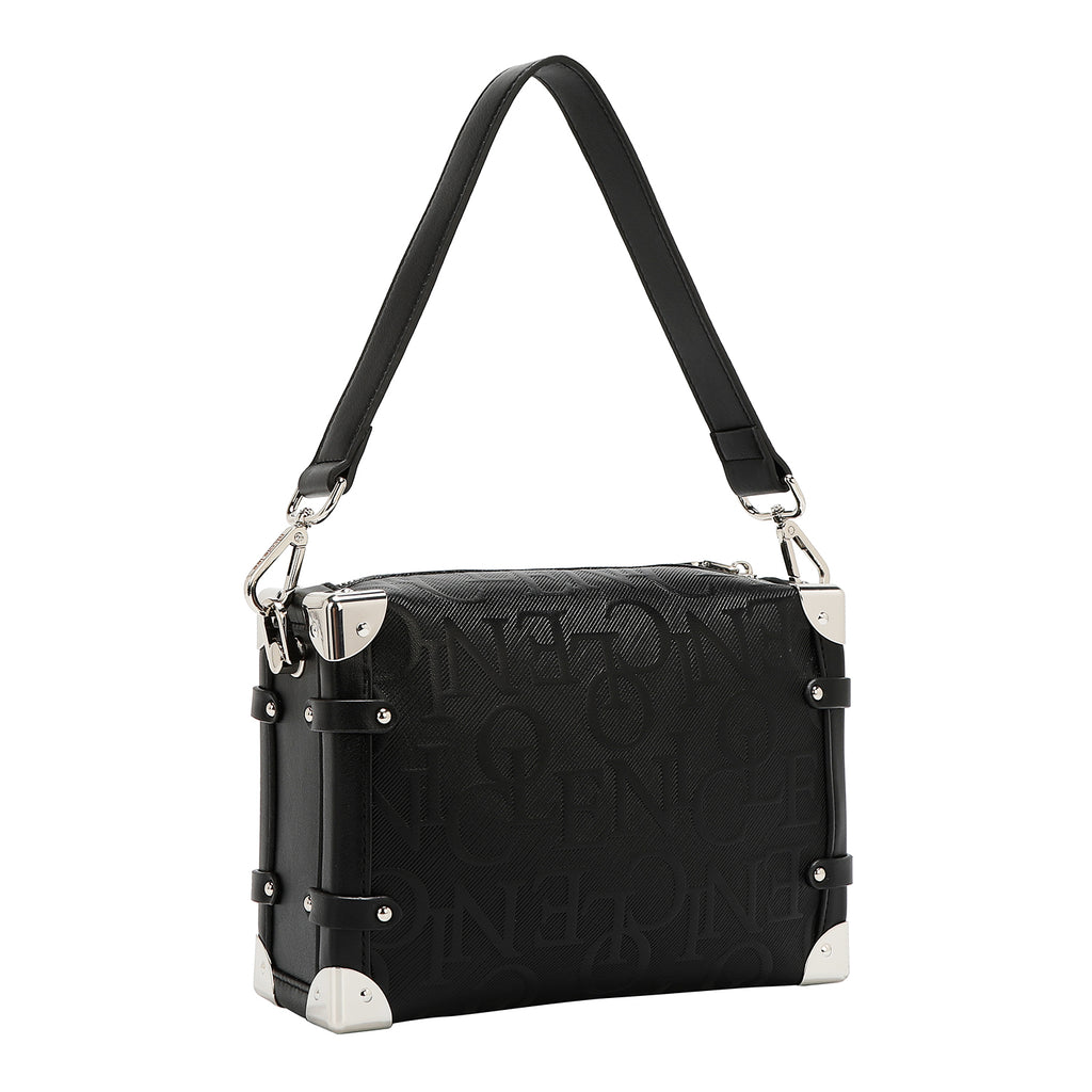 EMB17506 BLACK -BOLSO DE HOMBRO CUADRADO ELEGANCIA EN RELIEVE