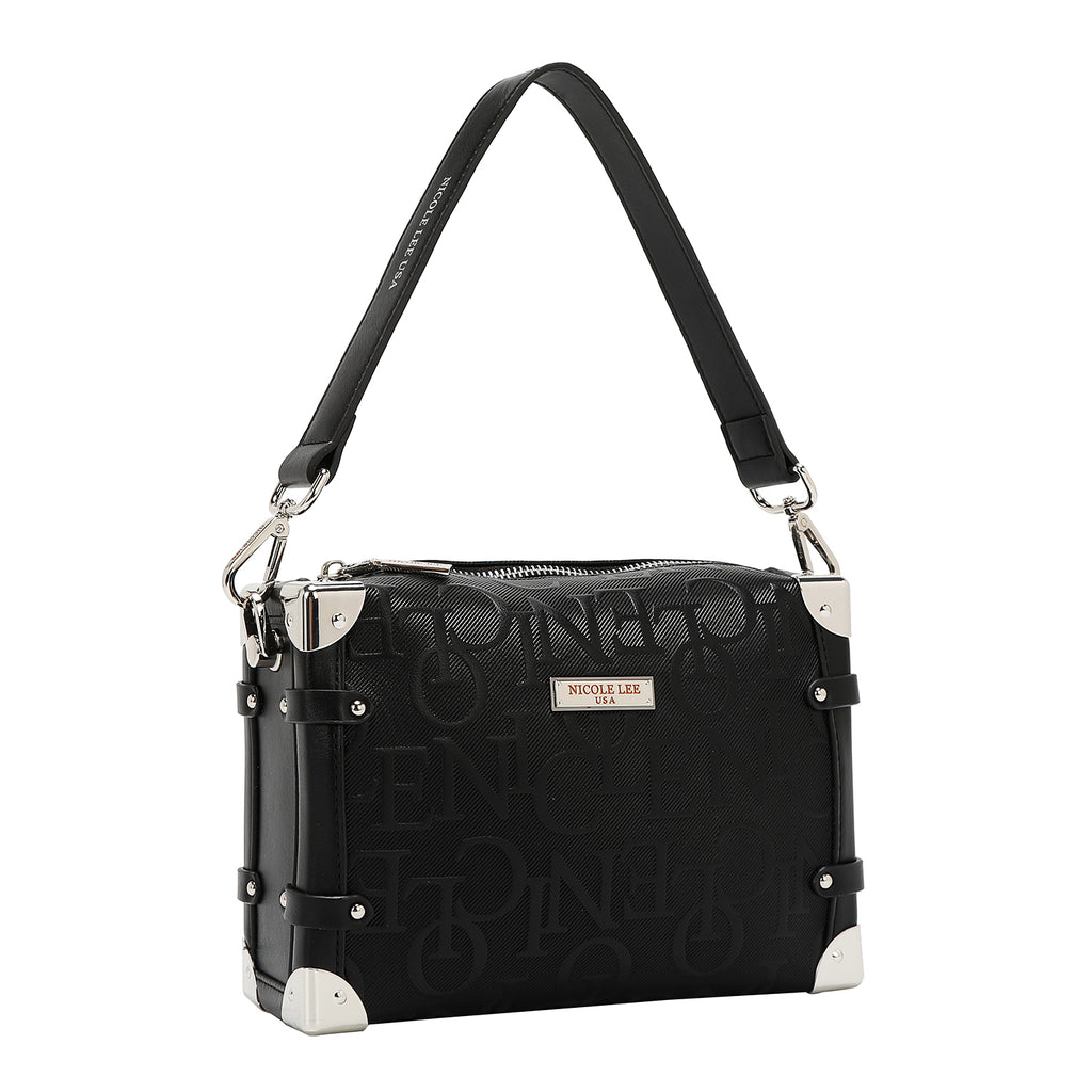 EMB17506 BLACK -BOLSO DE HOMBRO CUADRADO ELEGANCIA EN RELIEVE