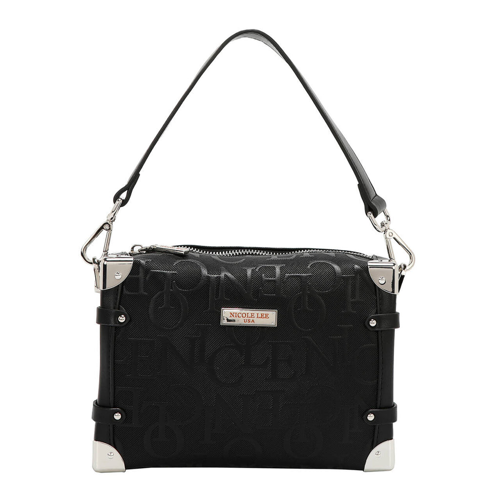 EMB17506 BLACK -BOLSO DE HOMBRO CUADRADO ELEGANCIA EN RELIEVE