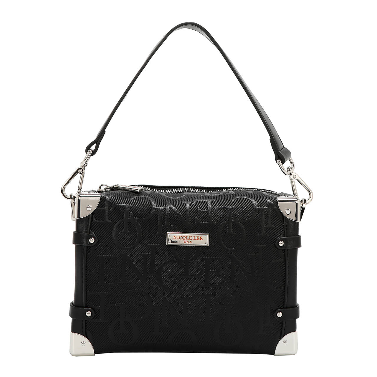 EMB17506 BLACK -BOLSO DE HOMBRO CUADRADO ELEGANCIA EN RELIEVE