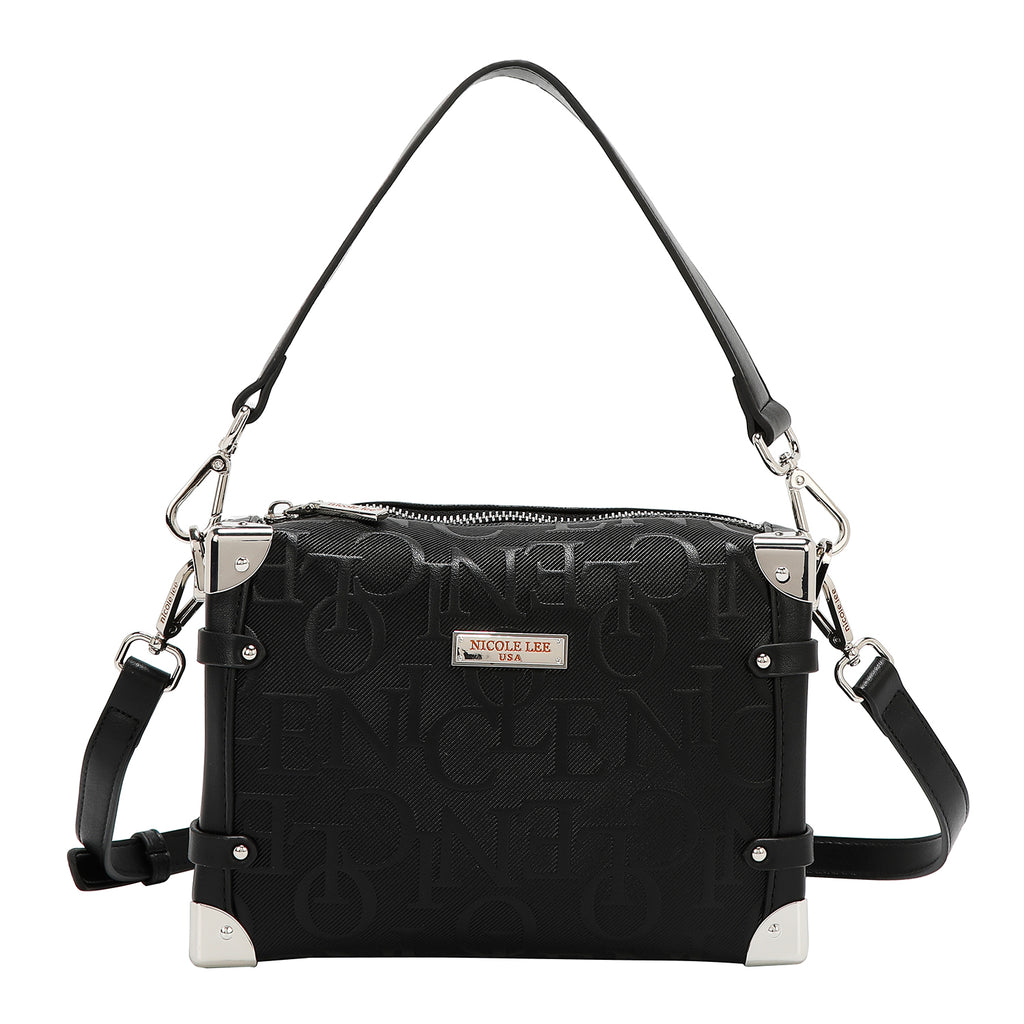 EMB17506 BLACK -BOLSO DE HOMBRO CUADRADO ELEGANCIA EN RELIEVE