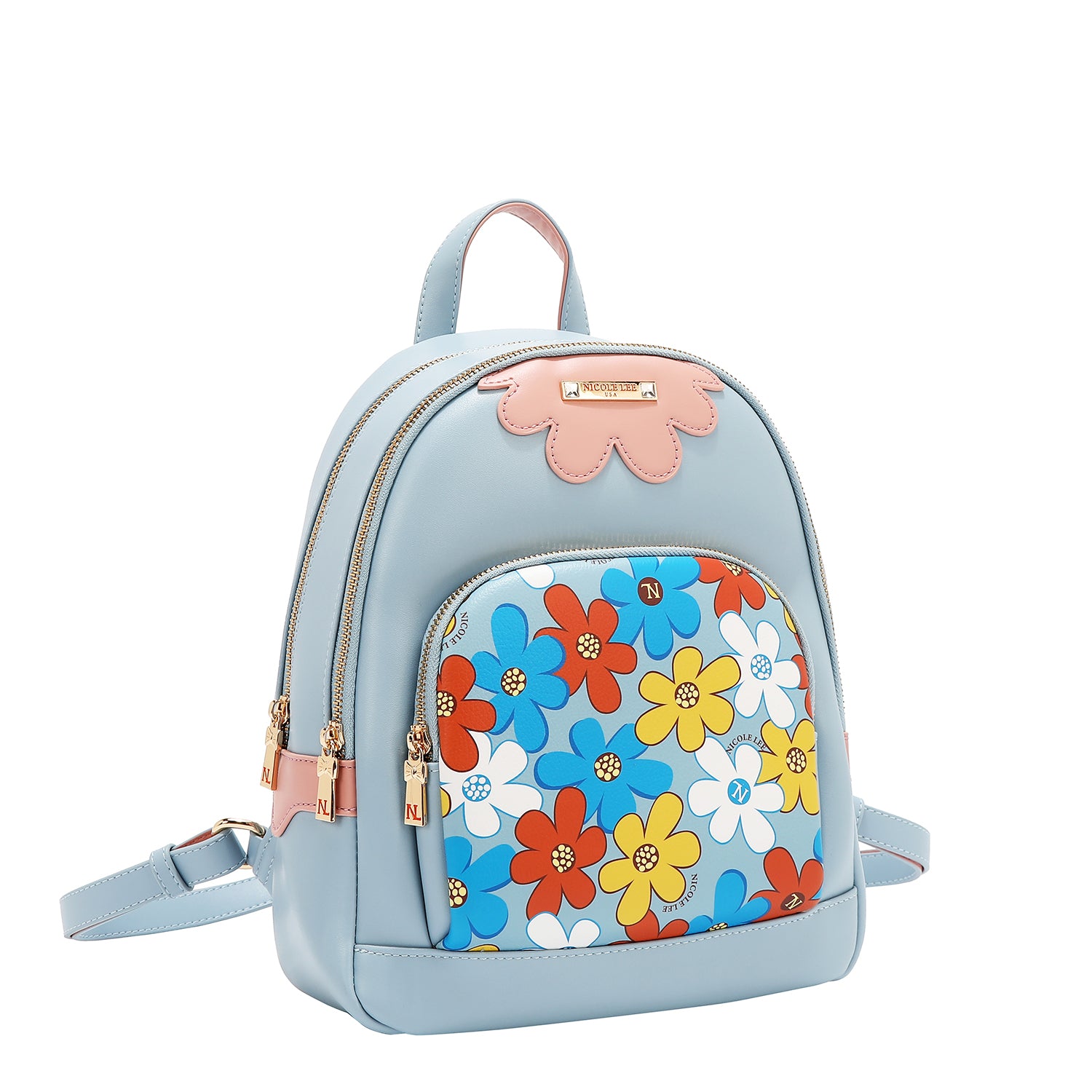 FLO17482 BLACK -MOCHILA CON ESTAMPADOS DE FLORES