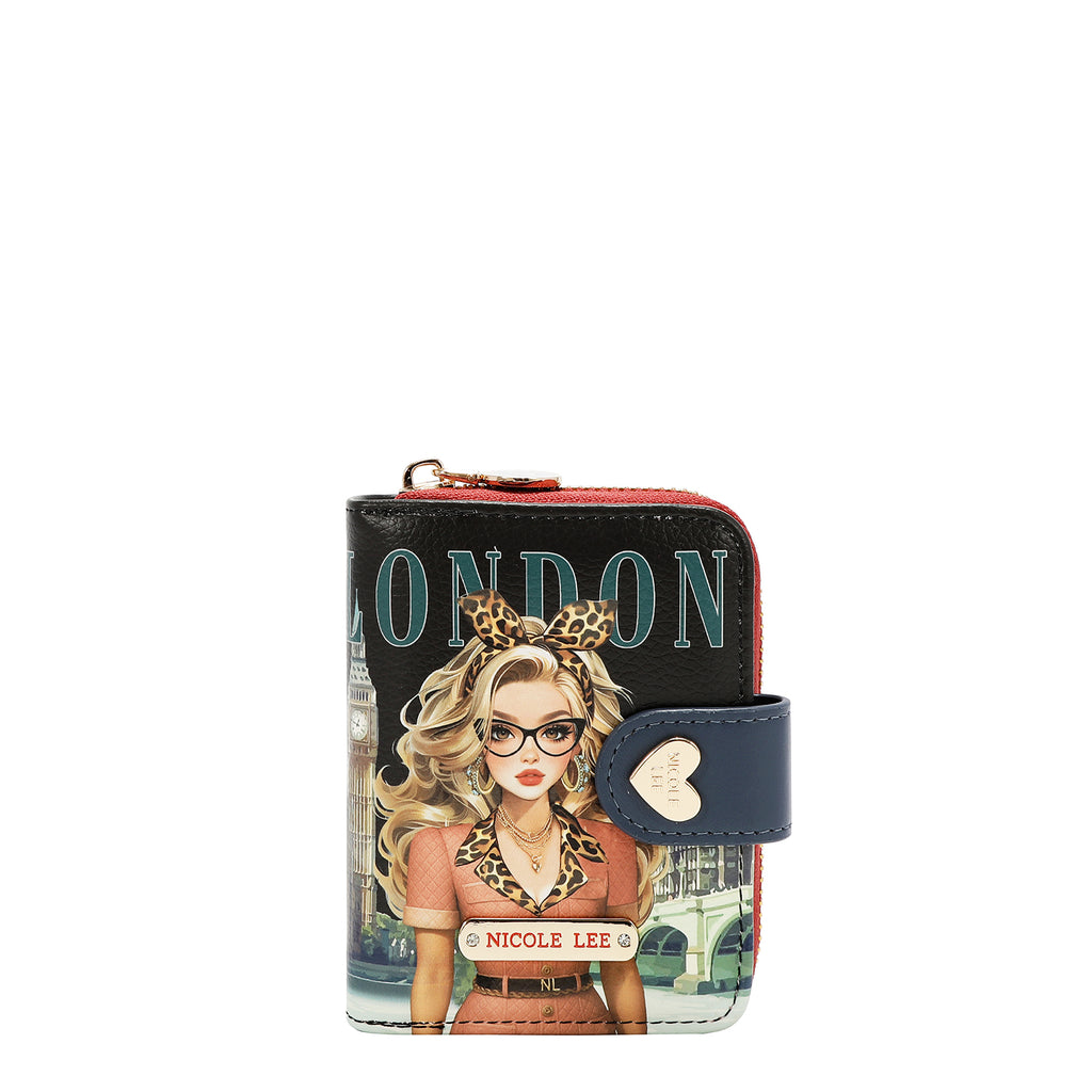 PRT6903 LONDON EYE BLACK- TARJETERO CON BROCHE DE CORAZON