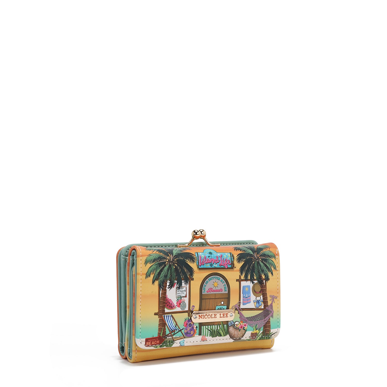 PRT7452  Sun & Sand CARTERACon múltiples tarjeteros en la parte delantera y trasera, nuestra cartera Agustina es la cartera perfecta que también funciona como un elegante clutch. Su elegante cierre de boquilla