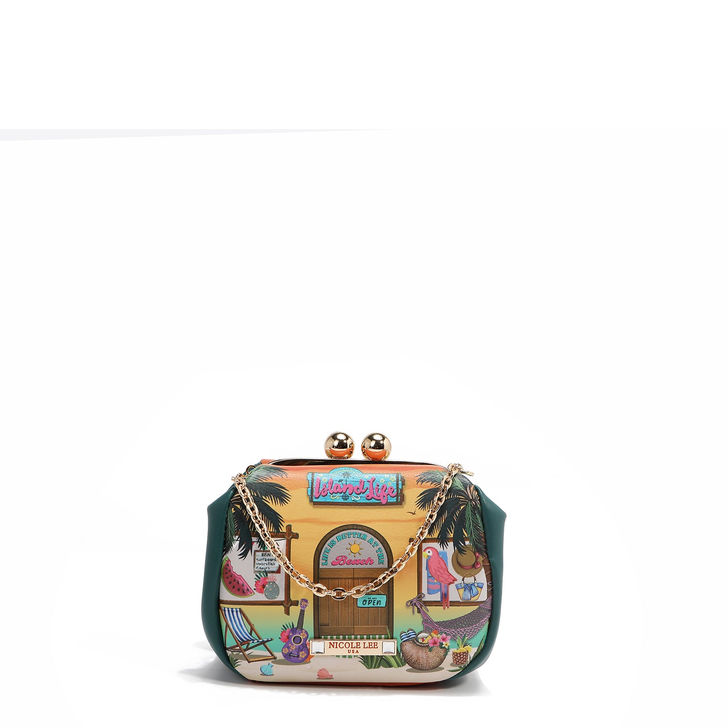 PRT7803  Sun & Sand MINI BOLSO BANDOLERA con correa de cadena para la muñeca y correa cruzada ajustable opcional