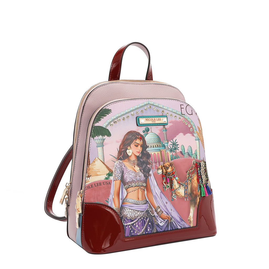 QC17273 QUEEN CLEOPATRA MOCHILA DE LA REINA CLEOPATRA 2 bolsillos interiores delanteros deslizantes para guardar el teléfono inteligente y la billetera