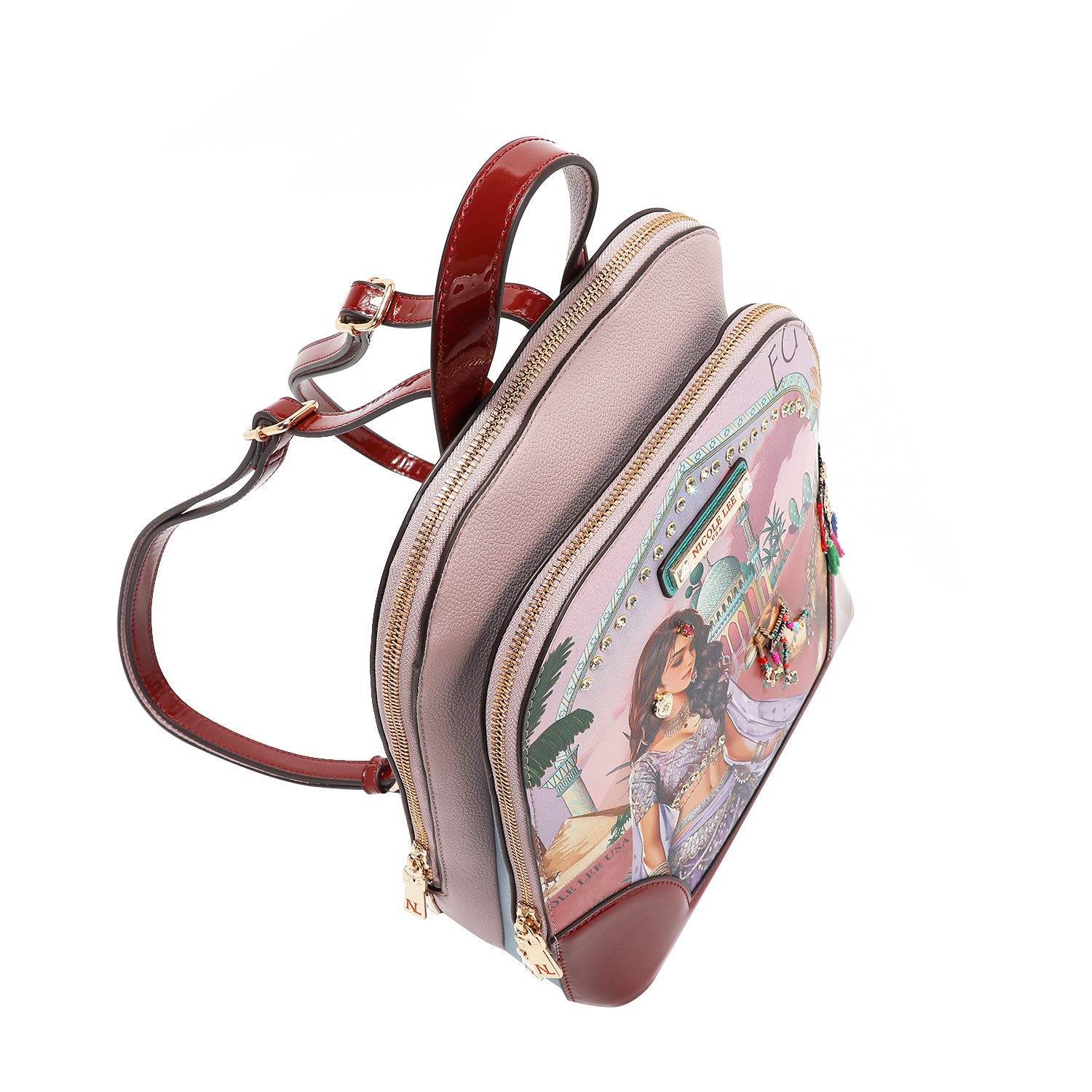 QC17273 QUEEN CLEOPATRA MOCHILA DE LA REINA CLEOPATRA 2 bolsillos interiores delanteros deslizantes para guardar el teléfono inteligente y la billetera