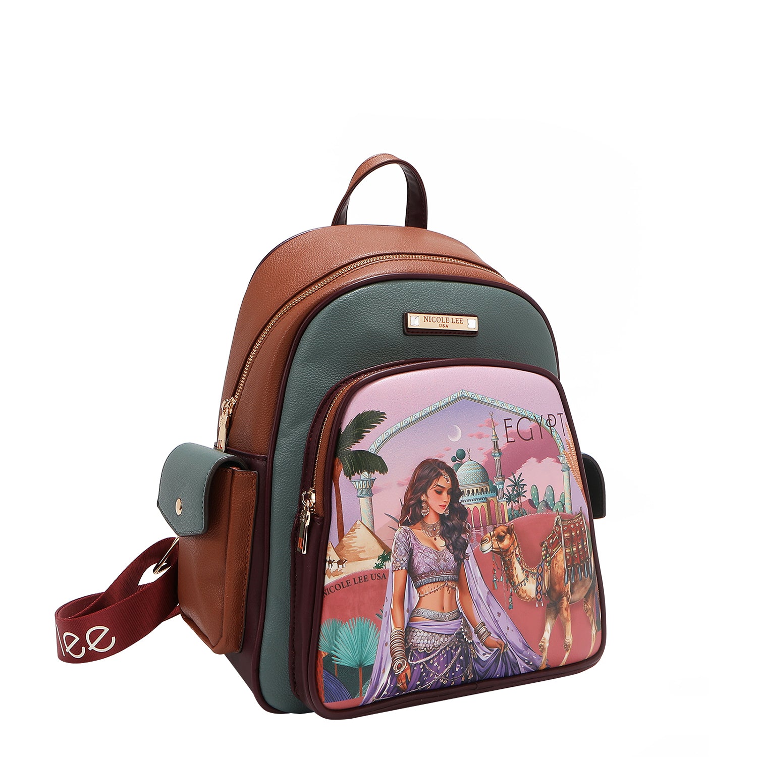 SET17298 QUEEN CLEOPATRA el conjunto de 3 piezas "Reina Cleopatra" incluye una mochila grande, una bandolera y una billetera; es su declaración todo en uno de fuerza y estilo.
