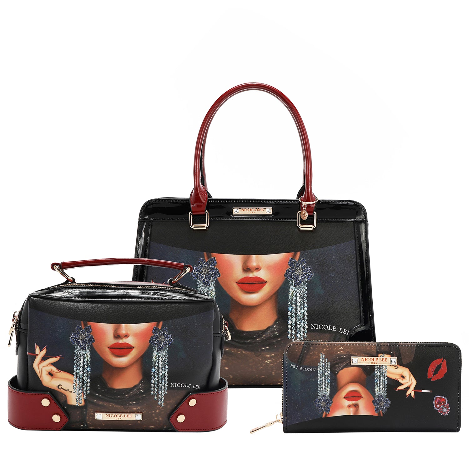 SET17299 Samantha la Belleza - CONJUNTO DE 3 PIEZAS (BOLSO, BANDOLERA, CARTERA)