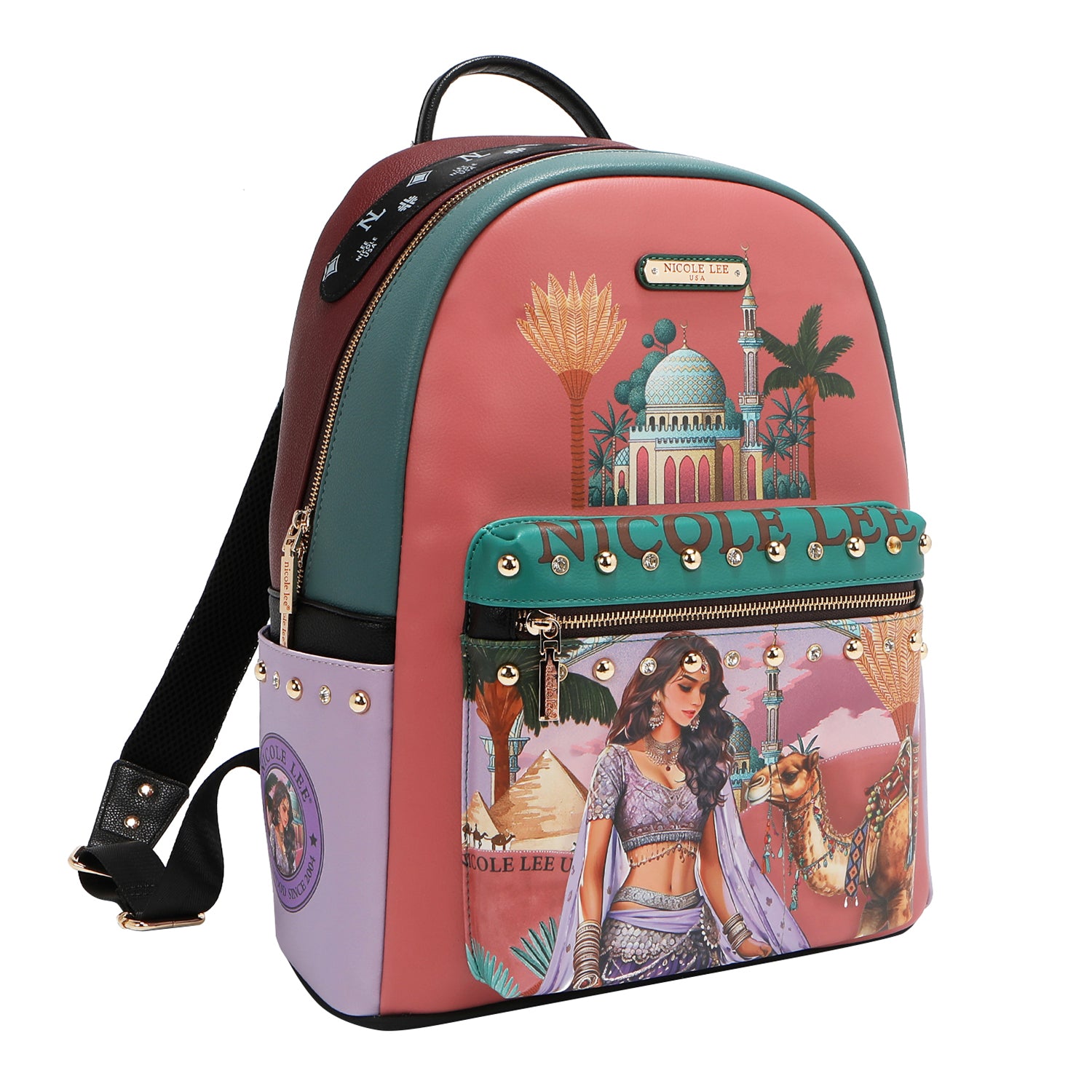 USB12769L QUEEN CLEOPATRA MOCHILA GRANDE USB DE MODA CON PUERTO DE CARGA Y BOLSA