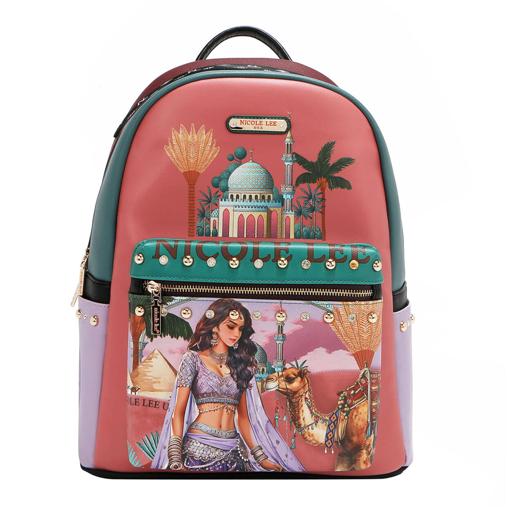 USB12769L QUEEN CLEOPATRA MOCHILA GRANDE USB DE MODA CON PUERTO DE CARGA Y BOLSA